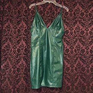 Faux leather green club dress